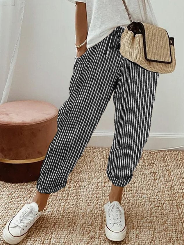 Thaliana | Casual Drawstring Linen Pants Women