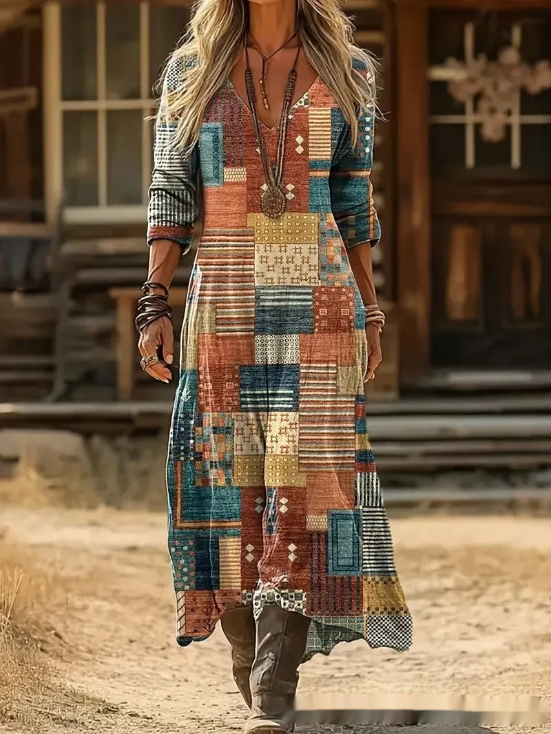 Auriana | Elegant Tie-Dye Striped Wrap Maxi Dress