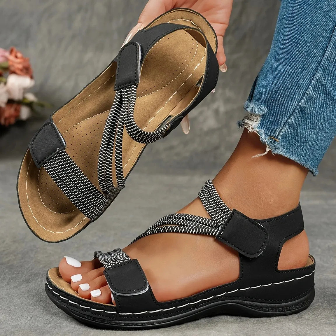 Brielle | Comfortable Platform Velcro Sandals
