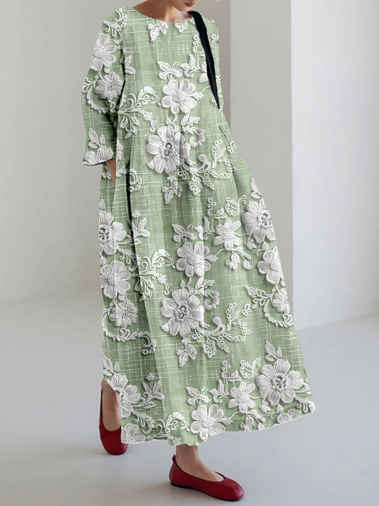 Ophelia | Elegant Embroidered Floral Maxi Dress