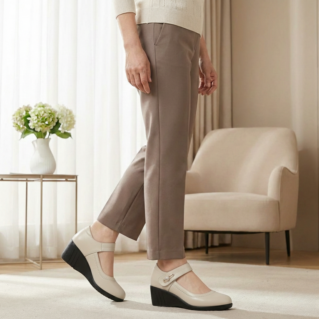 Marvelle | Comfort Fit Leather Wedge Mary Jane Heels