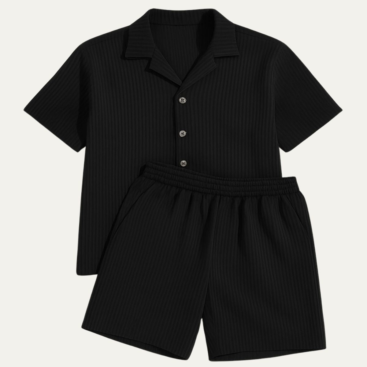 Knox | Men's Casual Ribbed Camp Collar Short Set