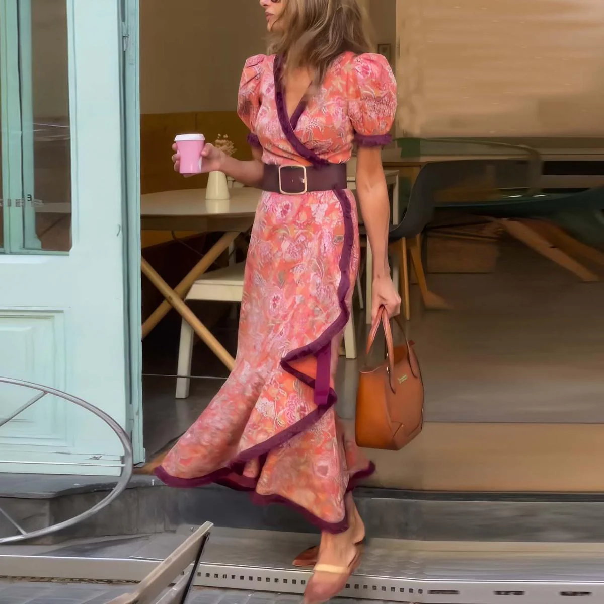 Anastasia | Floral Wrap Puff Sleeve Maxi Dress