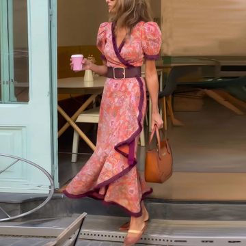 Anastasia | Floral Wrap Puff Sleeve Maxi Dress