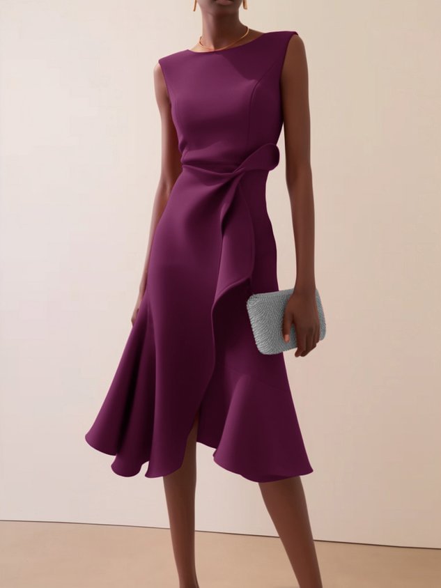 Thalindra | Refined Midi Ruffle-Hem Dress