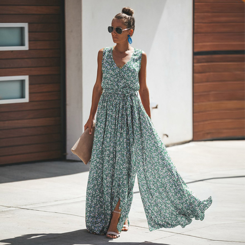 Lysandra | Floral Wrap Sleeveless Maxi Dress