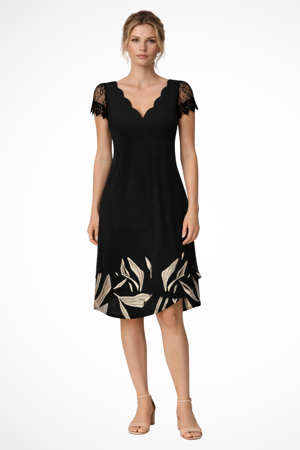 Evangeline | Elegant Lace Sleeve V-Neck Mini Dress