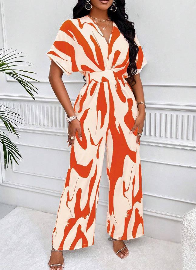 Seraphia | Abstract Print Wide Leg Jumpsuit