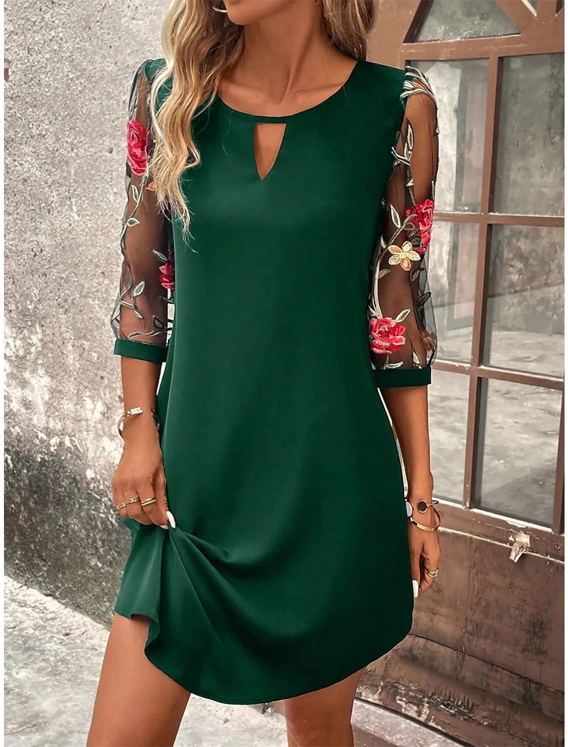 Delphine | Elegant Floral Embroidered Mini Dress