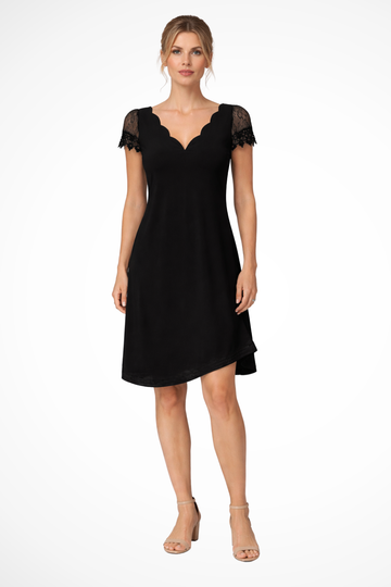 Evangeline | Elegant Lace Sleeve V-Neck Mini Dress