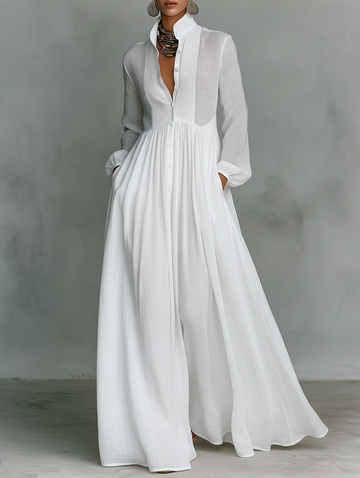Brielle | Elegant Button Front Maxi Dress