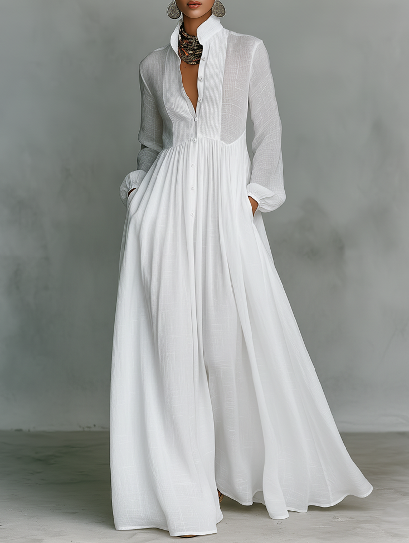 Brielle | Elegant Button Front Maxi Dress