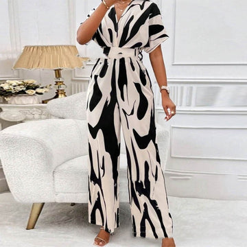 Seraphia | Abstract Print Wide Leg Jumpsuit