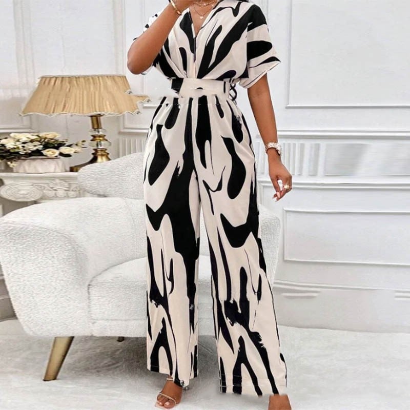 Seraphia | Abstract Print Wide Leg Jumpsuit