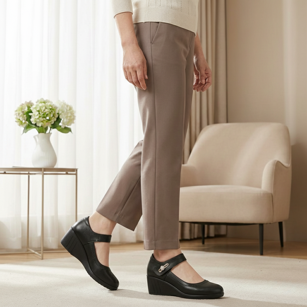 Marvelle | Comfort Fit Leather Wedge Mary Jane Heels