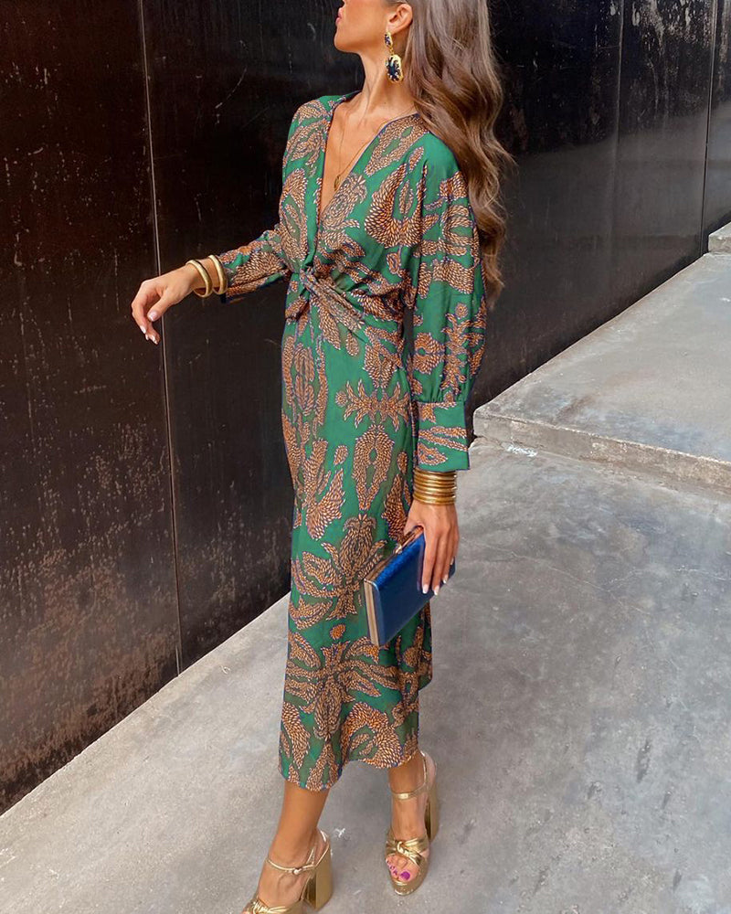 Valentina | Elegant Paisley Wrap Midi Dress