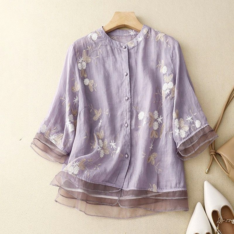 Evangeline | Elegant Floral Embroidered Blouse