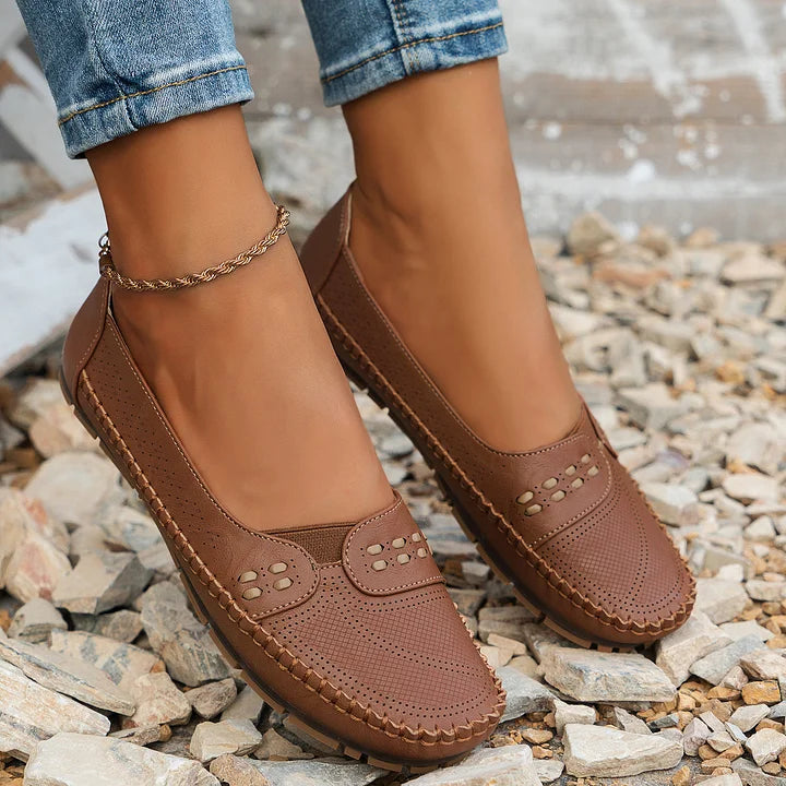 Ophelia | Elegant Perforated Penny Loafers