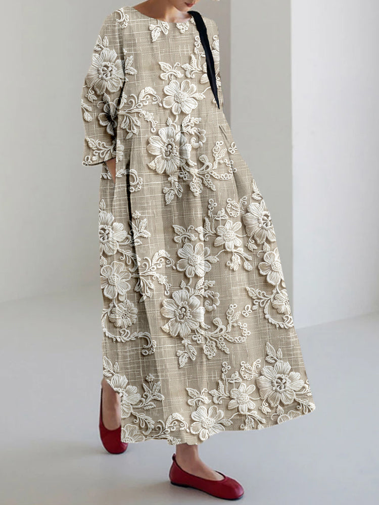 Ophelia | Elegant Embroidered Floral Maxi Dress