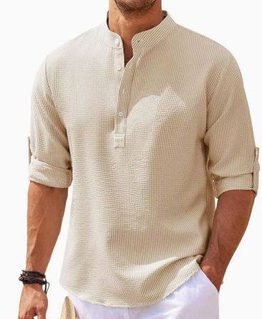 Thaddeus | Men's Classic Waffle Knit Henley Shirt