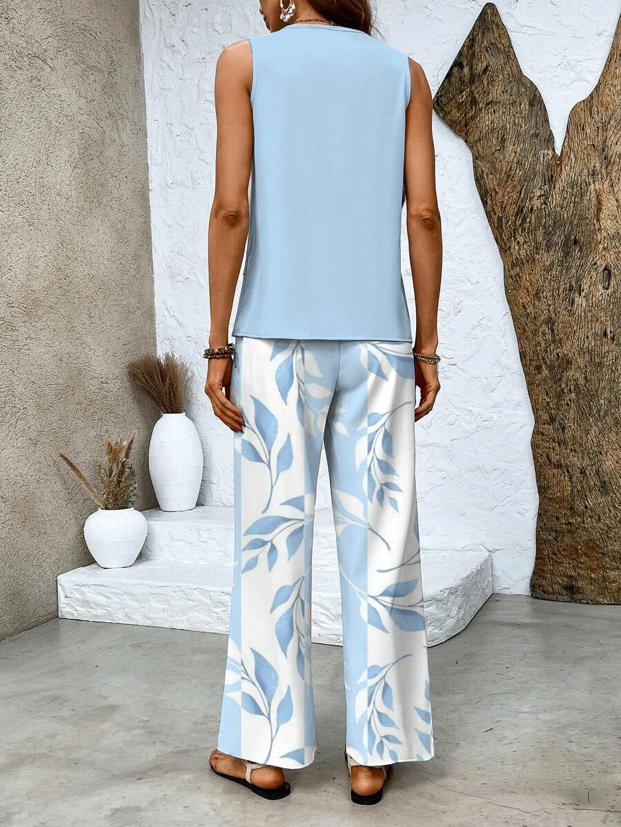 Evangeline | Elegant Tiered Top Wide Leg Pants Set