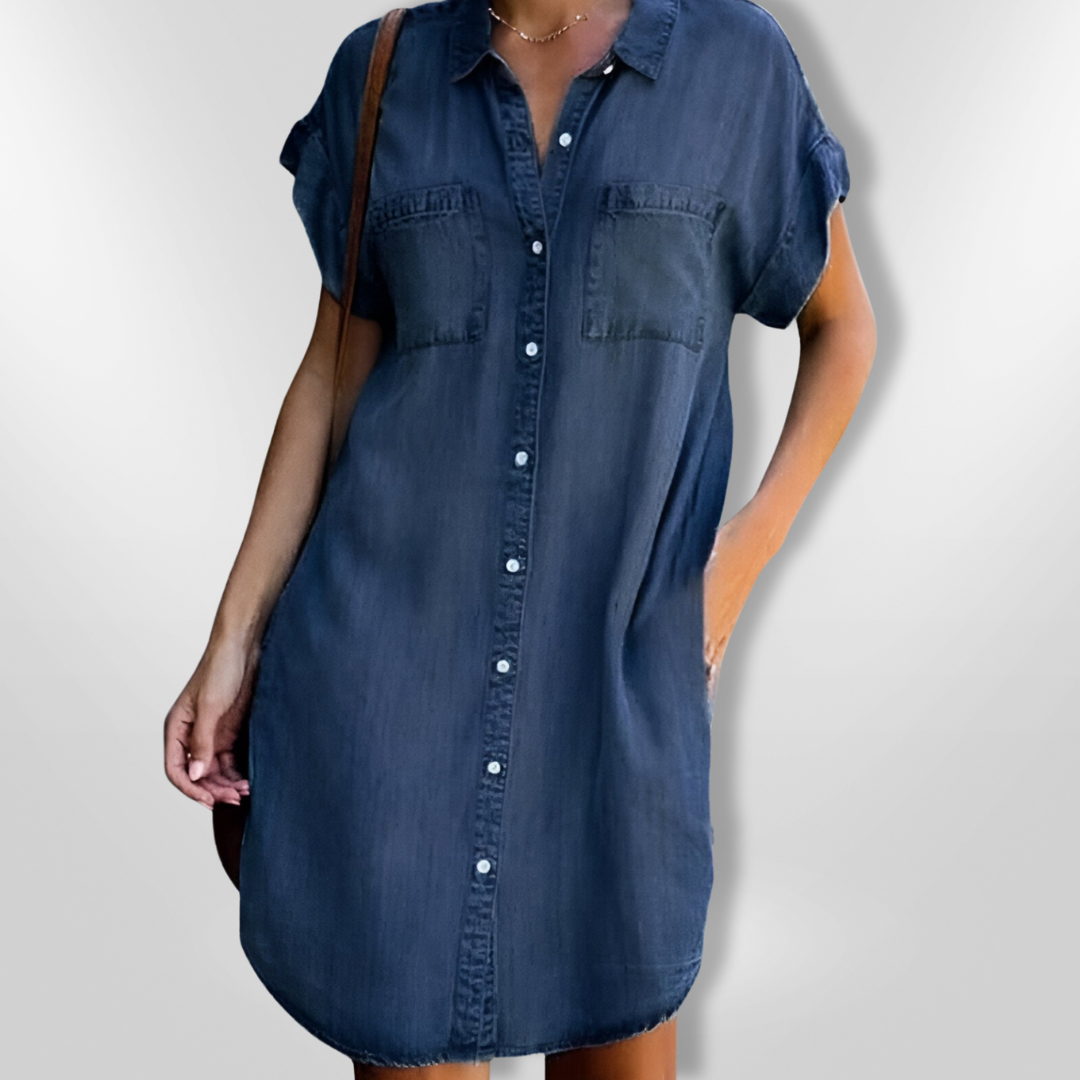 Celestina | Casual Denim Shirt Midi Dress