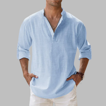 Kieran | Men's Relaxed Linen Henley Shirt