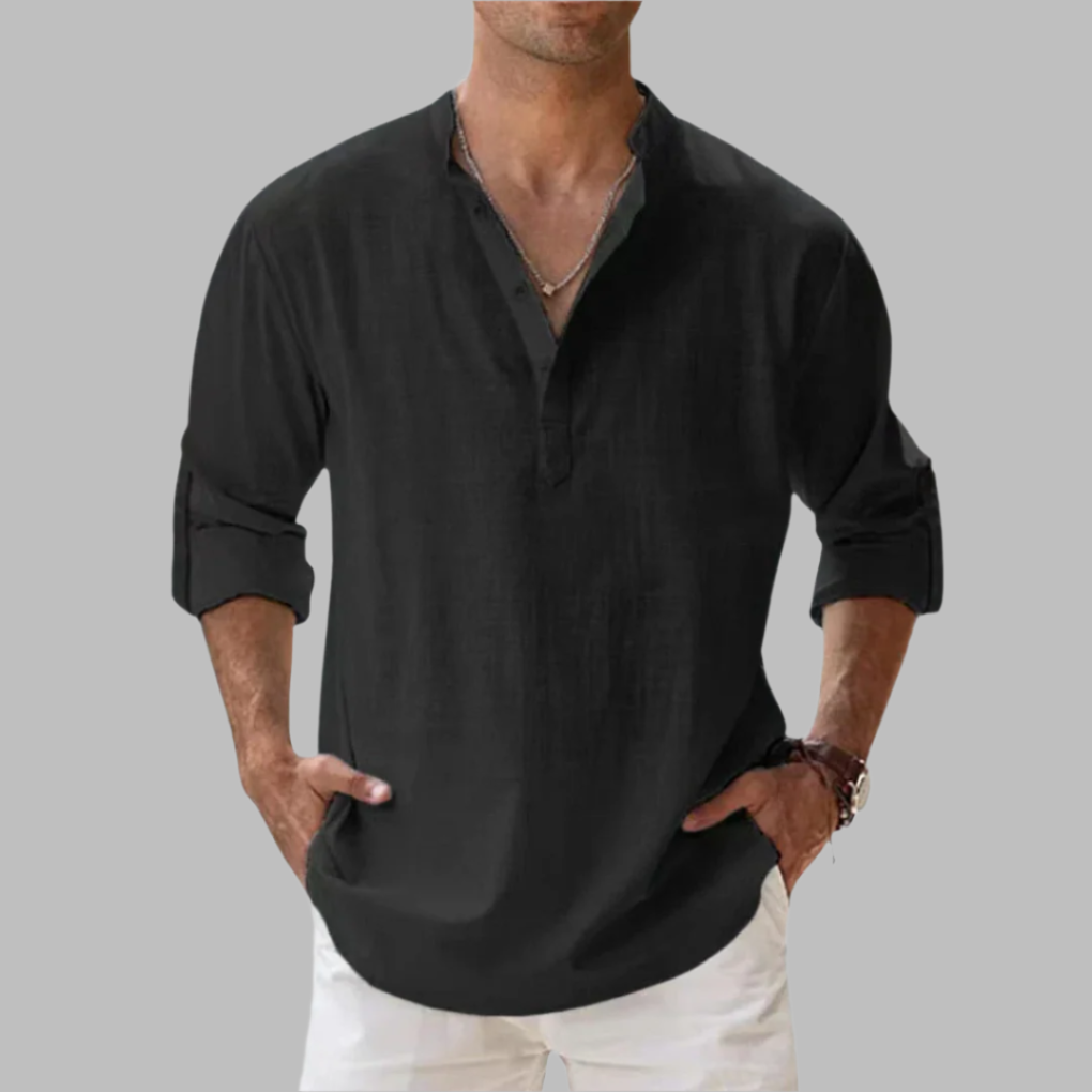 Kieran | Men's Relaxed Linen Henley Shirt