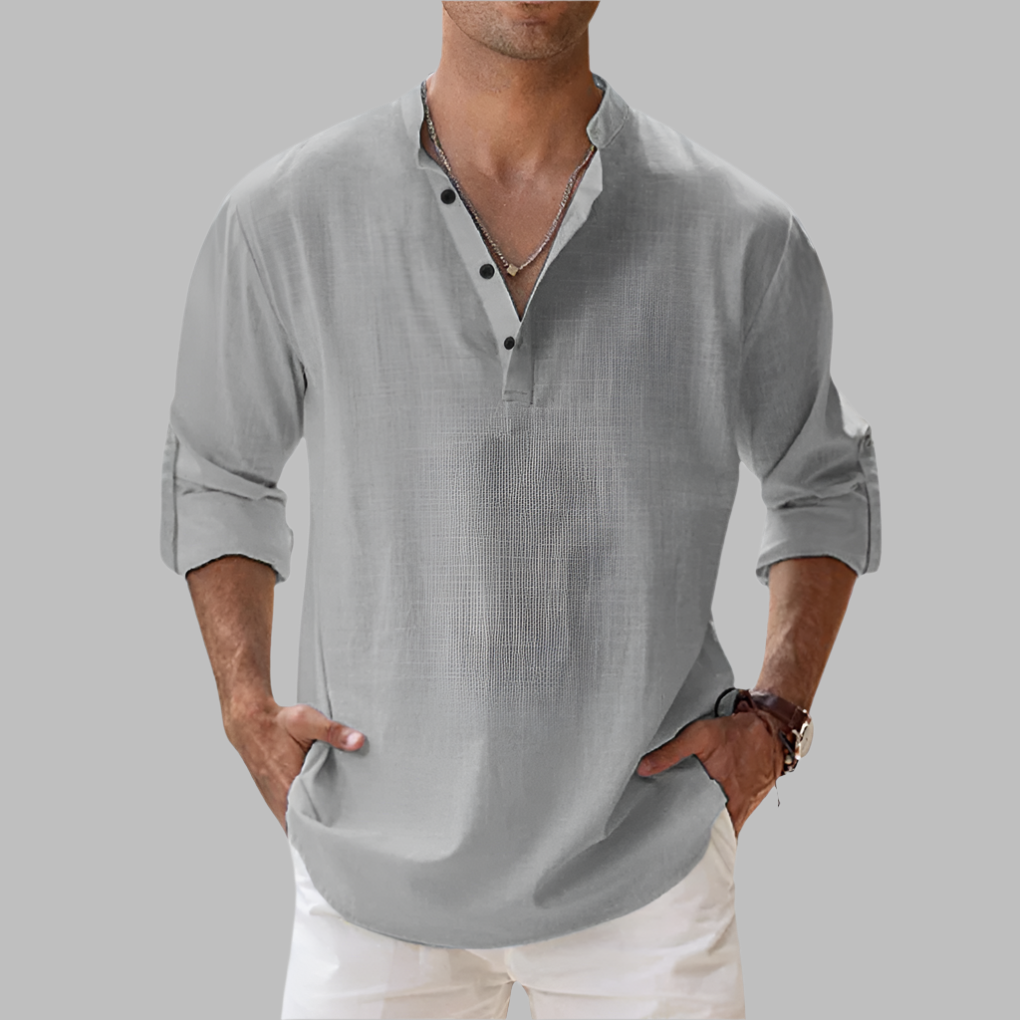 Kieran | Men's Relaxed Linen Henley Shirt