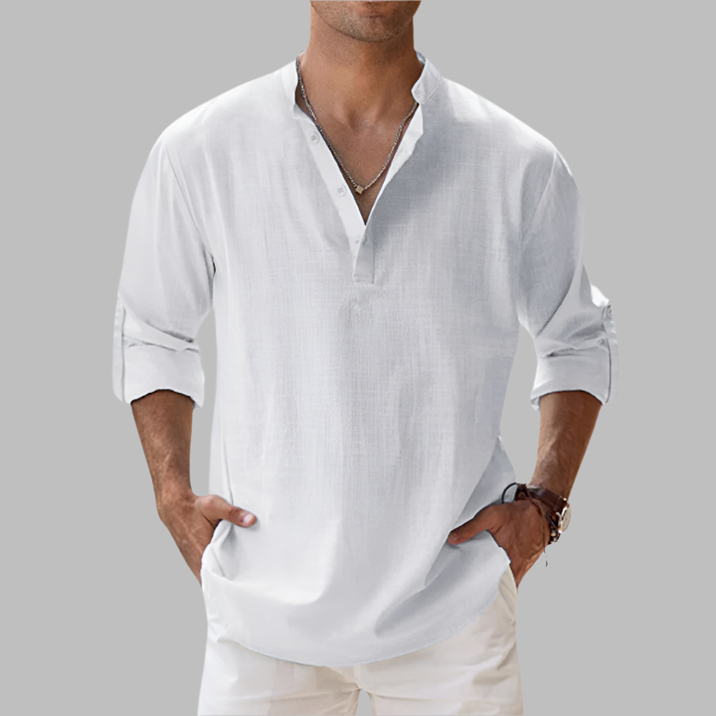 Kieran | Men's Relaxed Linen Henley Shirt