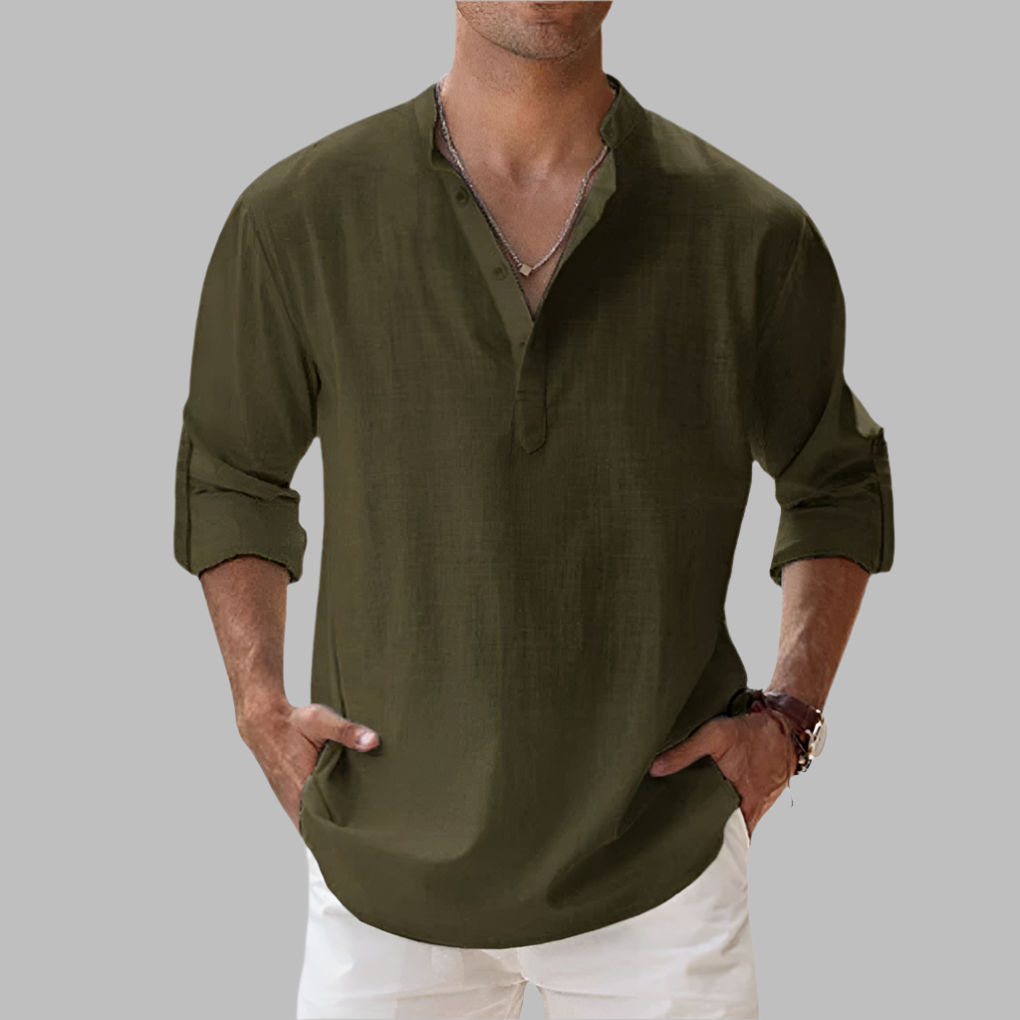 Kieran | Men's Relaxed Linen Henley Shirt