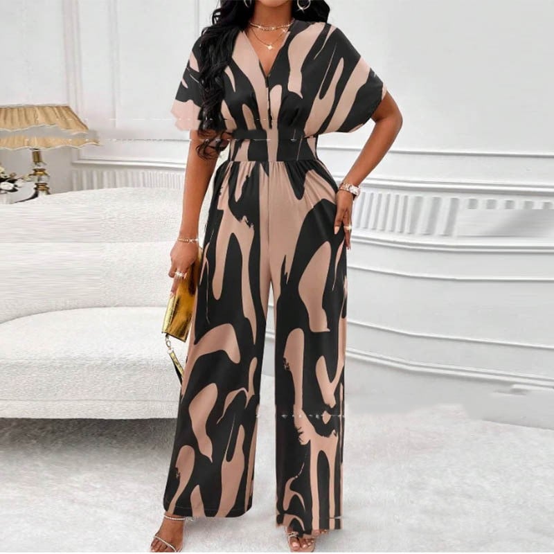 Seraphia | Abstract Print Wide Leg Jumpsuit