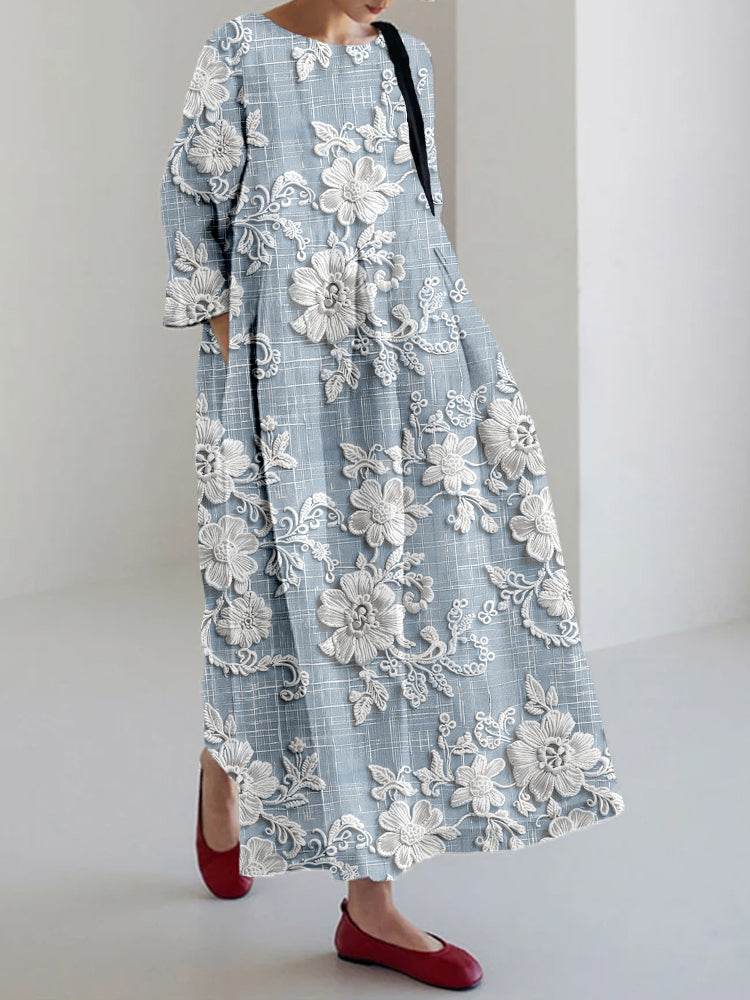 Ophelia | Elegant Embroidered Floral Maxi Dress