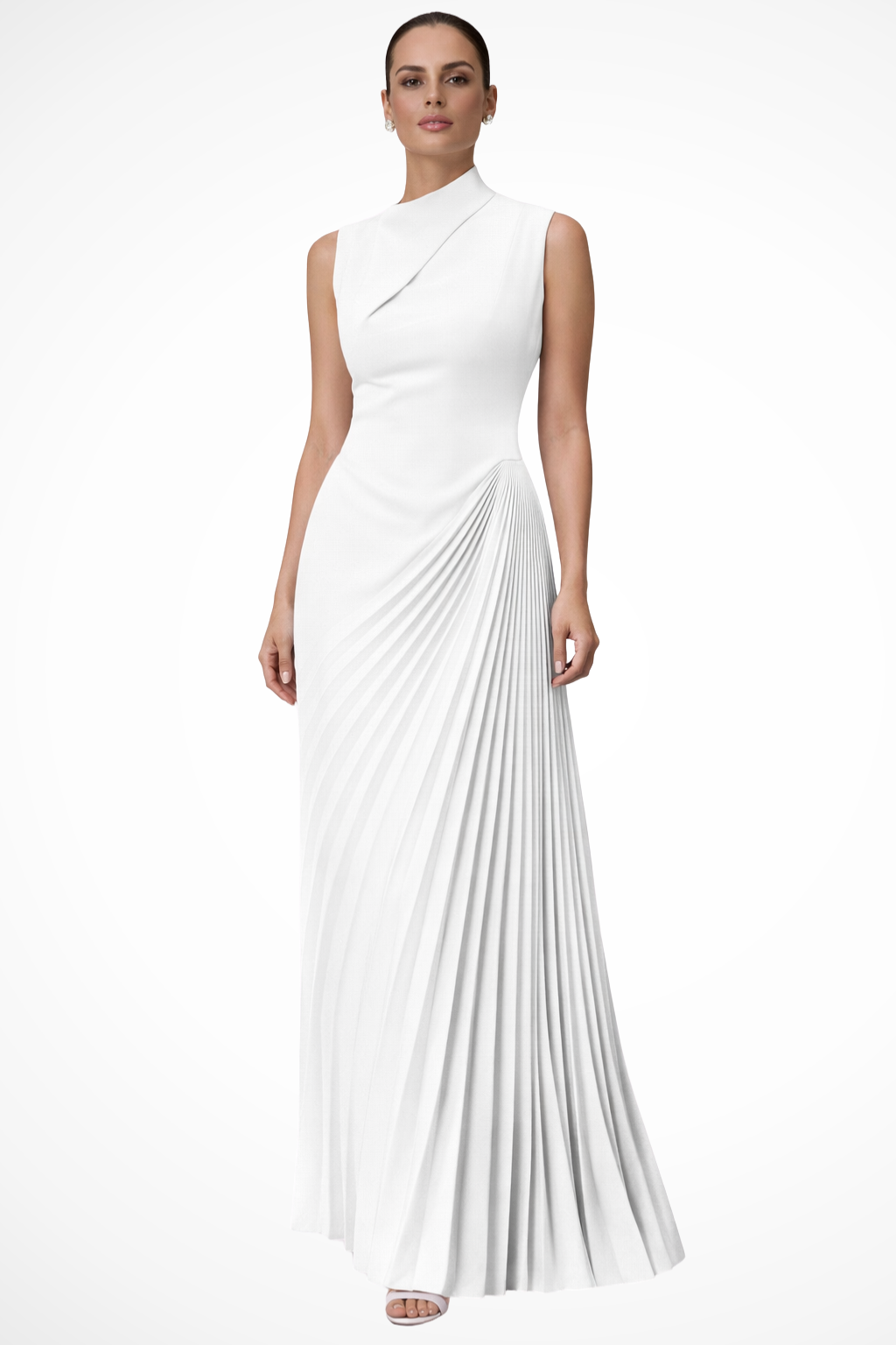 Anastasia | Elegant One Shoulder Pleated Maxi Dress