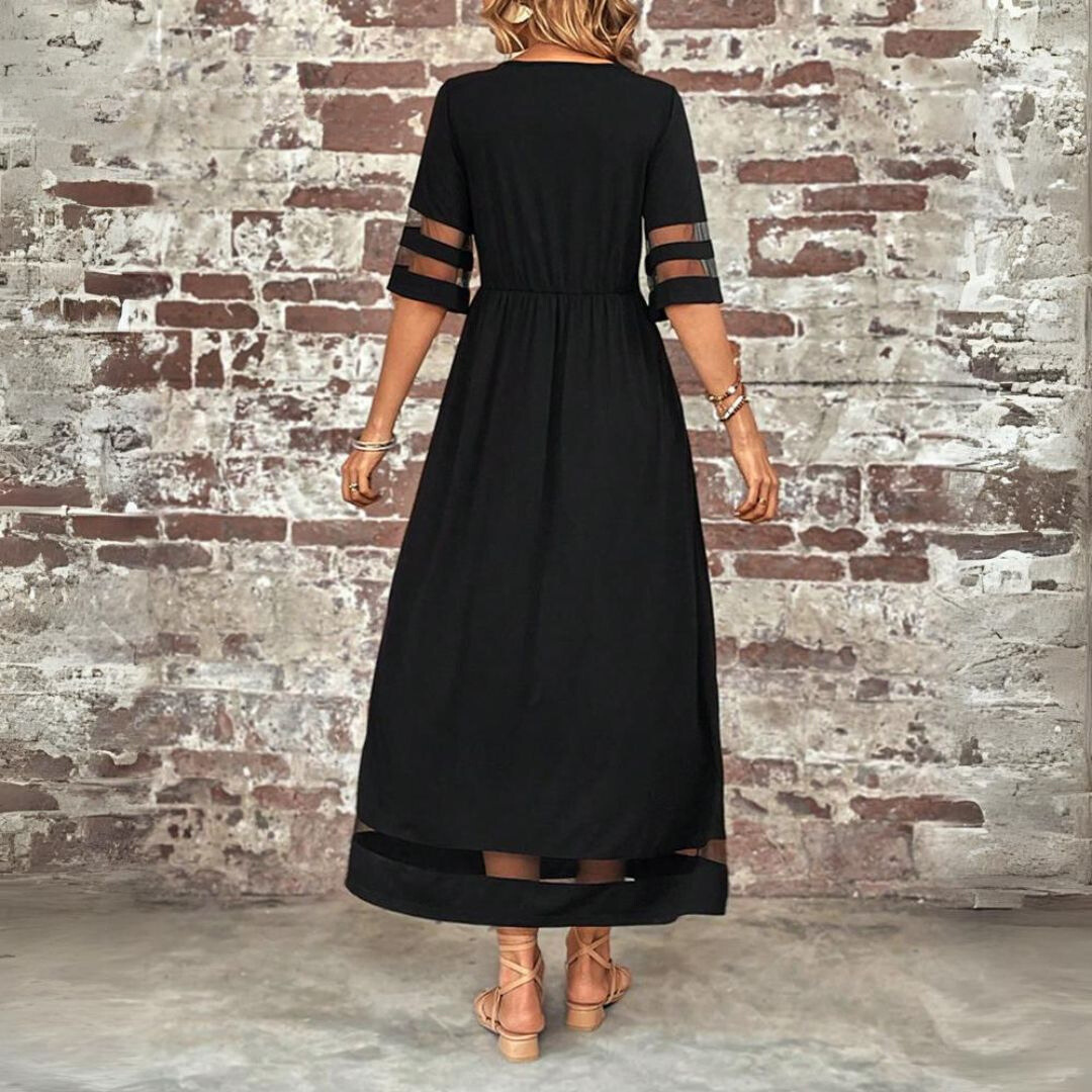 Aurewyn | Effortless Mesh-Trim Maxi Dress