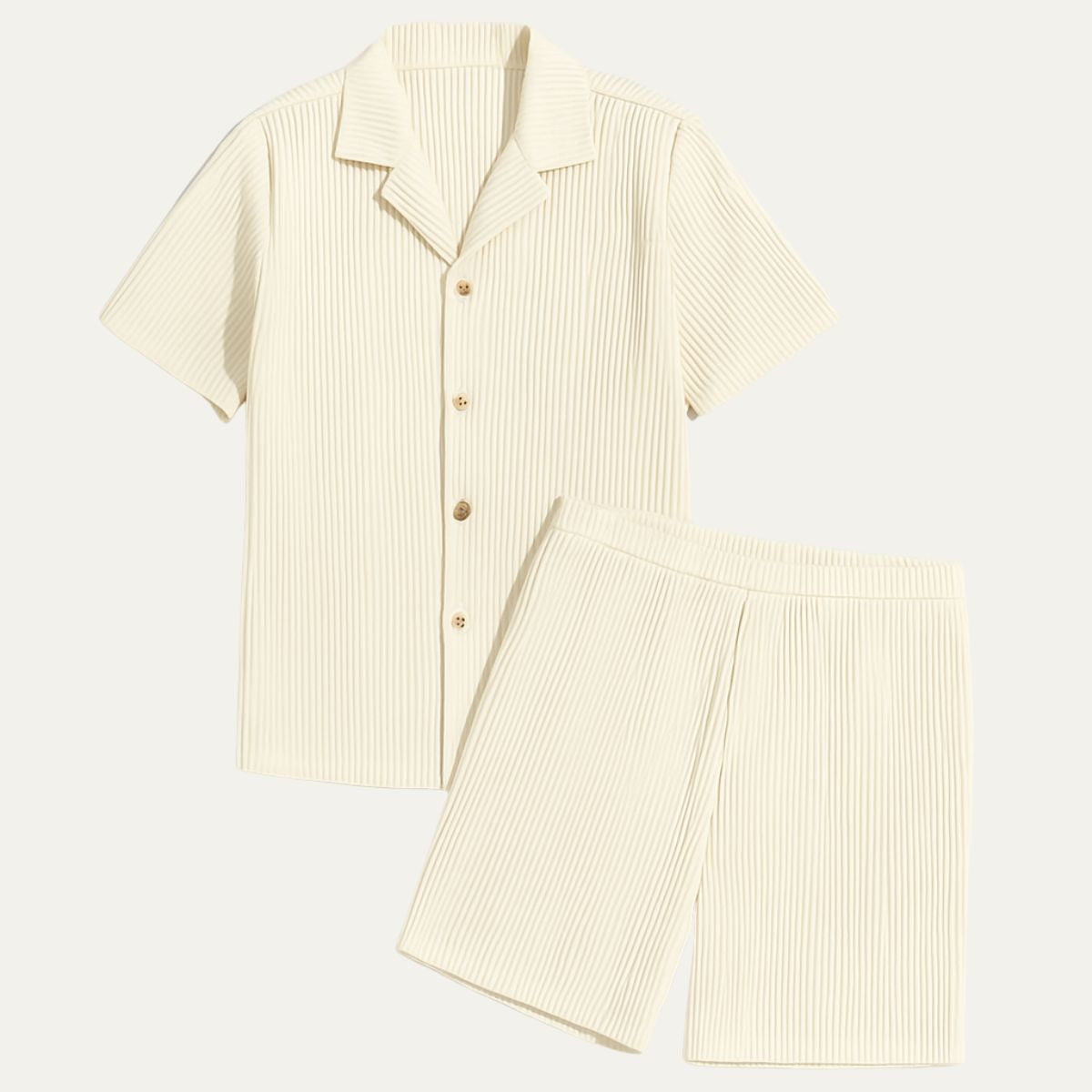 Knox | Men's Casual Ribbed Camp Collar Short Set