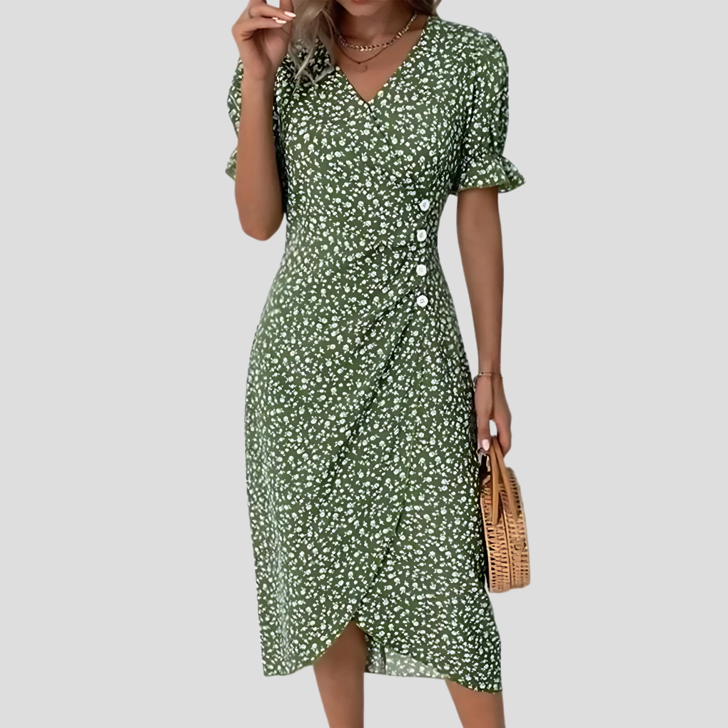 Delphine | Floral Wrap Midi Dress