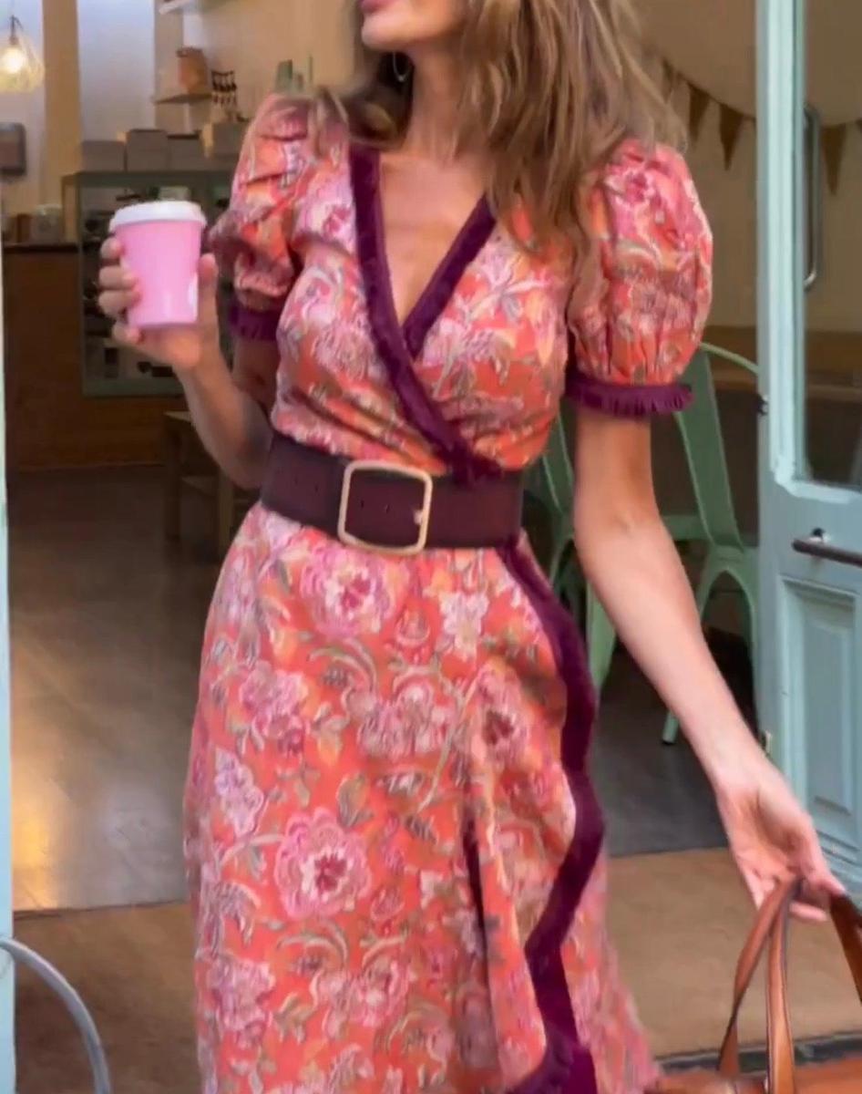 Anastasia | Floral Wrap Puff Sleeve Maxi Dress