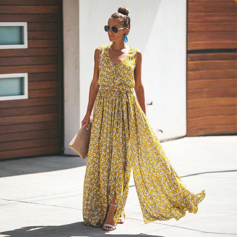 Lysandra | Floral Wrap Sleeveless Maxi Dress