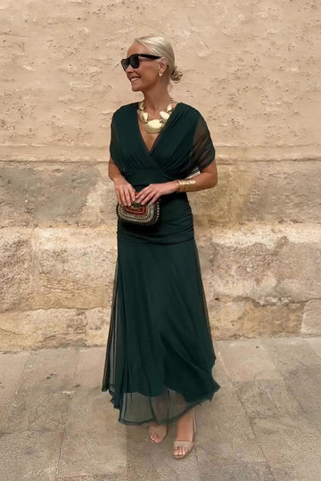 Ophelia | Elegant Off Shoulder Ruched Maxi Dress