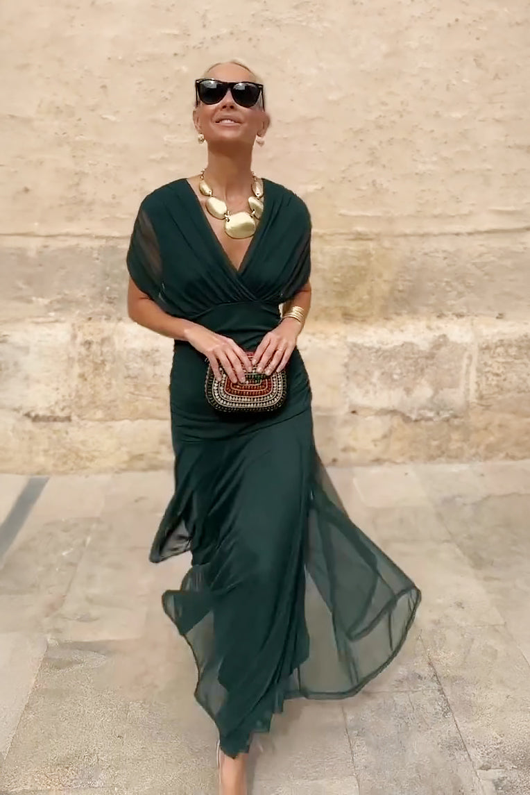Ophelia | Elegant Off Shoulder Ruched Maxi Dress