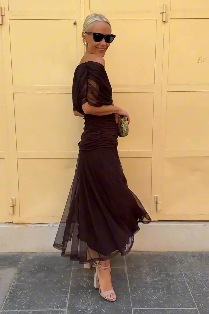 Ophelia | Elegant Off Shoulder Ruched Maxi Dress