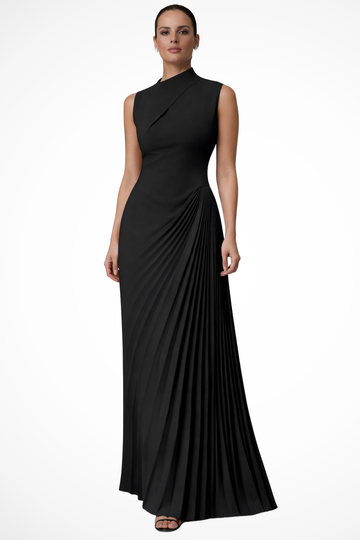 Anastasia | Elegant One Shoulder Pleated Maxi Dress