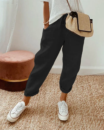 Thaliana | Casual Drawstring Linen Pants Women