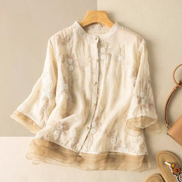 Evangeline | Elegant Floral Embroidered Blouse