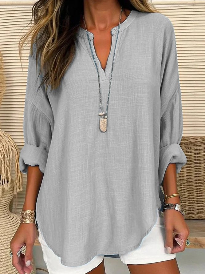 Ophelia | Casual Linen V-Neck Blouse