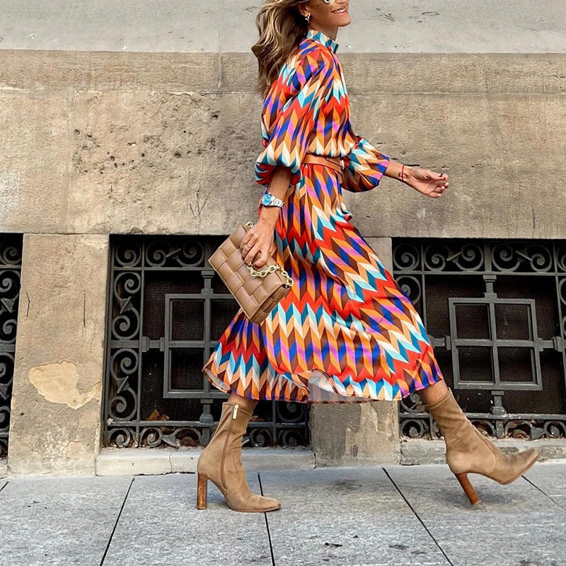 Vivienne | Elegant Long Sleeve Pleated Midi Dress