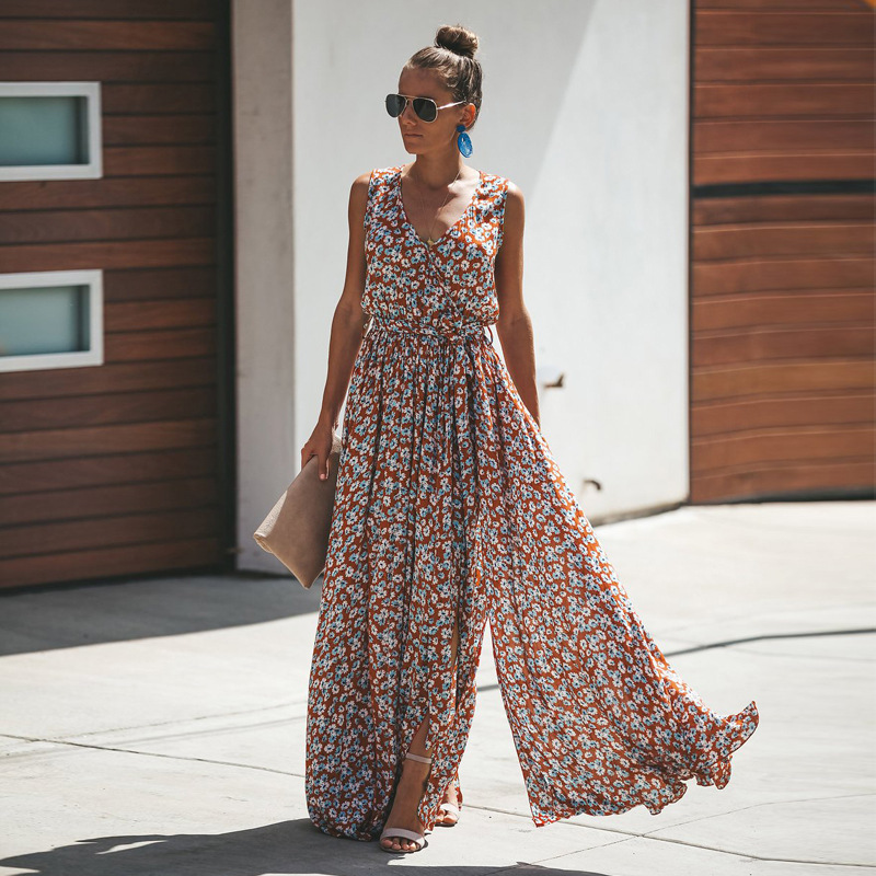 Lysandra | Floral Wrap Sleeveless Maxi Dress