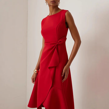 Thalindra | Refined Midi Ruffle-Hem Dress