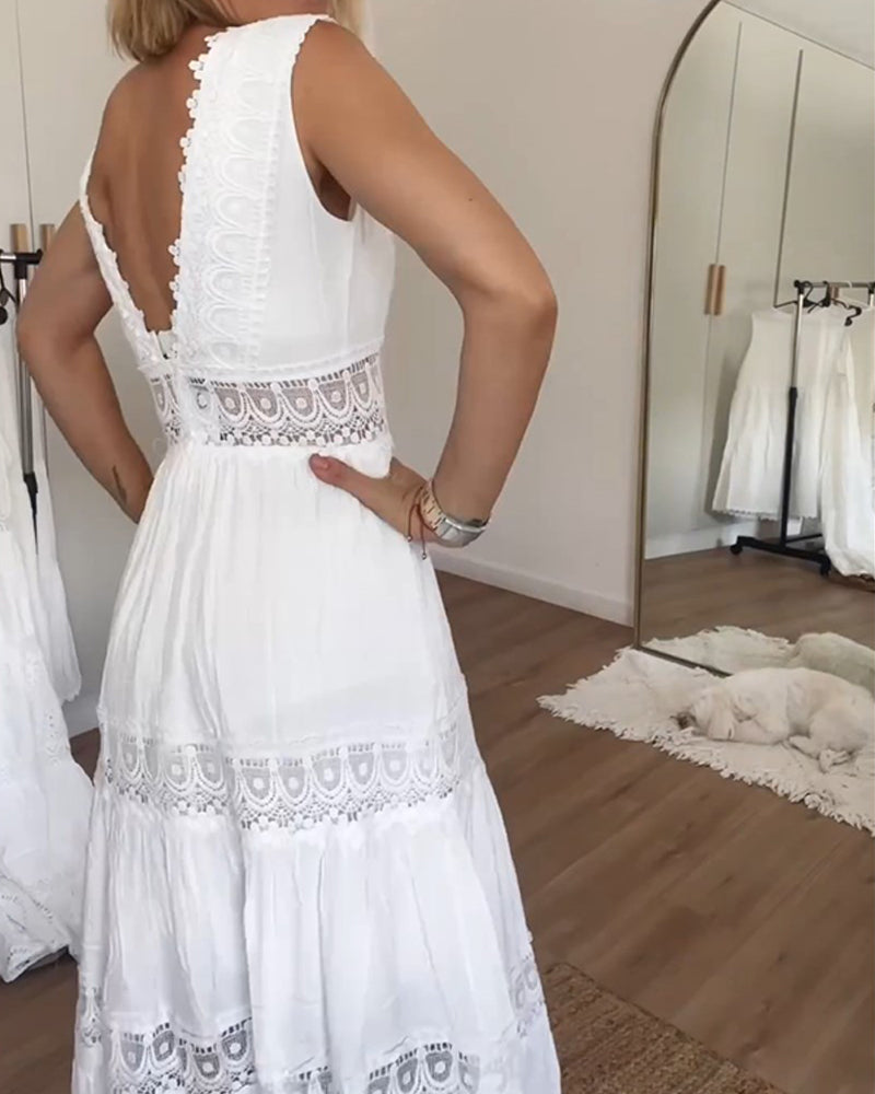 Cordelia | Elegant Lace Tiered Maxi Dress
